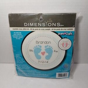 Dimensions Counted Cross Stitch Kit Baby Footprints #72-74127 Boy/Girl Nursery